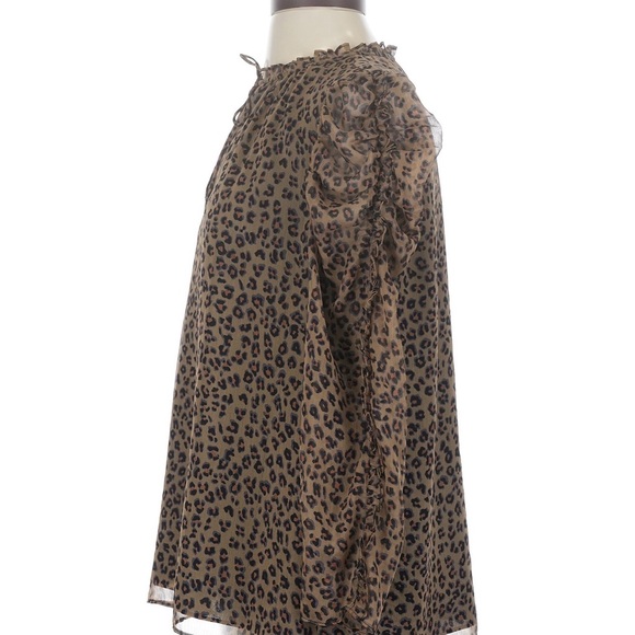 CeCe Leopard Print Ruffle Blouse - Picture 3 of 4